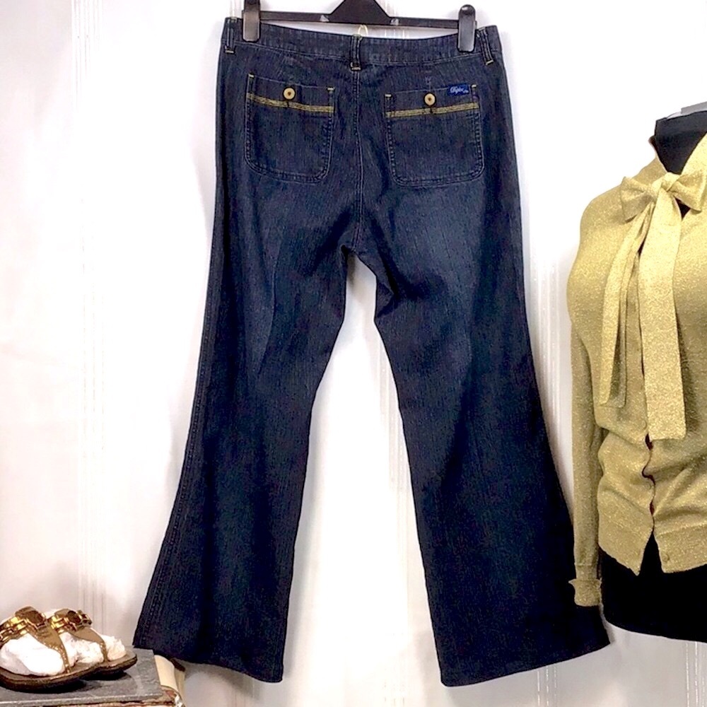 ⚓️ Tyte Nautical Flare Wide Leg Front Zip 4 Pocket Jeans Sz.14 Like New